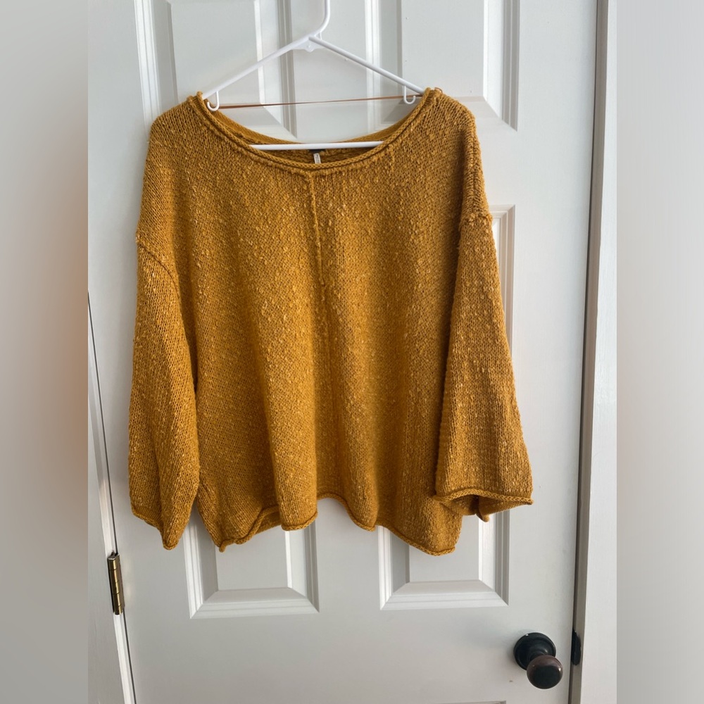 Free People Mustard Cropped Sweater